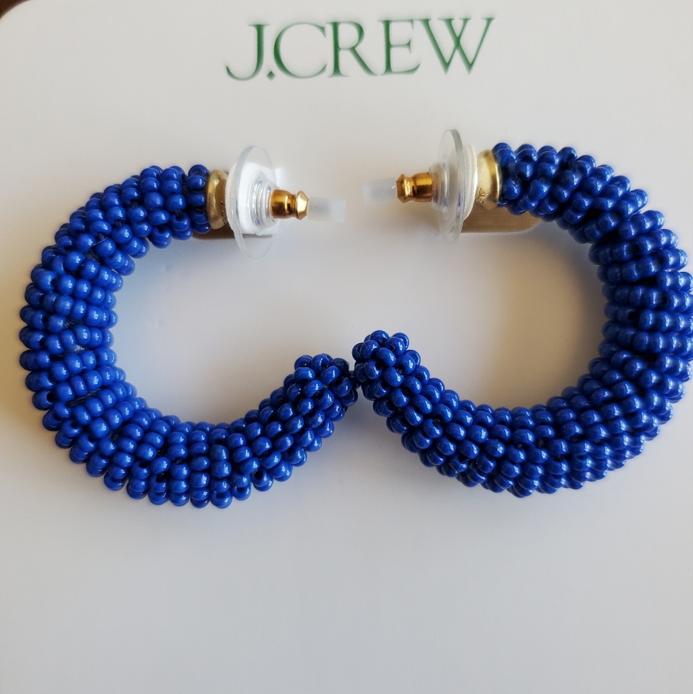 J.Crew beaded hoop earrings, blue - Picture 4 of 6